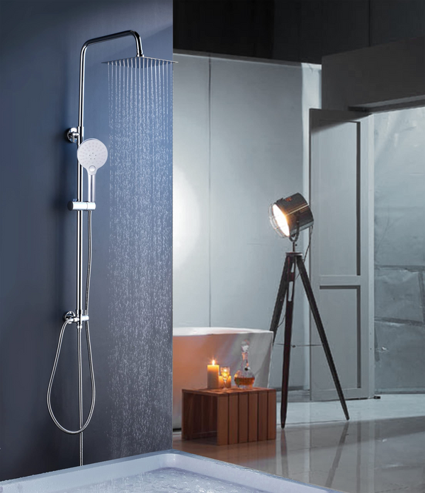 ELBE® Duschsystem aus Edelstahl ohne Armatur, mit quadratischem Duschkopf 20 cm, Multifunktionale runde Handbrause Elbe-Welt.de