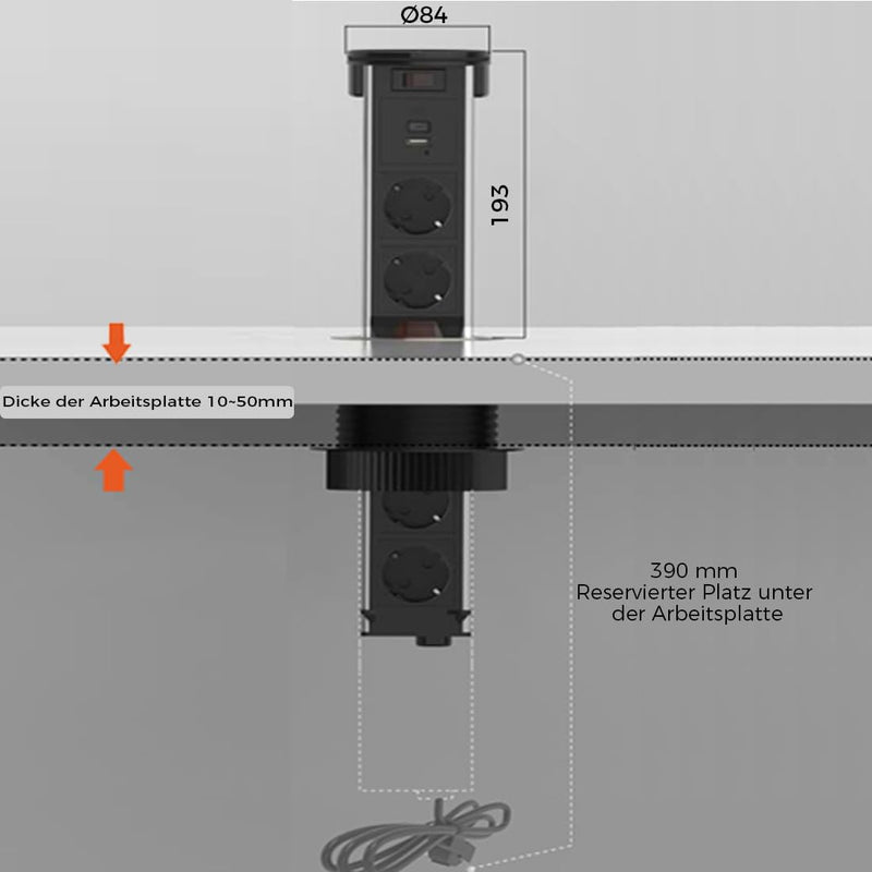 ELbe-Inno-Versenkbare-Steckdose--Aluminium-Tischsteckdose-mit-15W-Kabellosem-Ladegeraet-1-USB-A---1-USB-C-2-Steckdosen-1-8M-Kabel--Einbausteckdose-fuer-Arbeitsplaetze--Bueros-und-Kuechen--Durchmesser-95MM Elbe-Welt.de