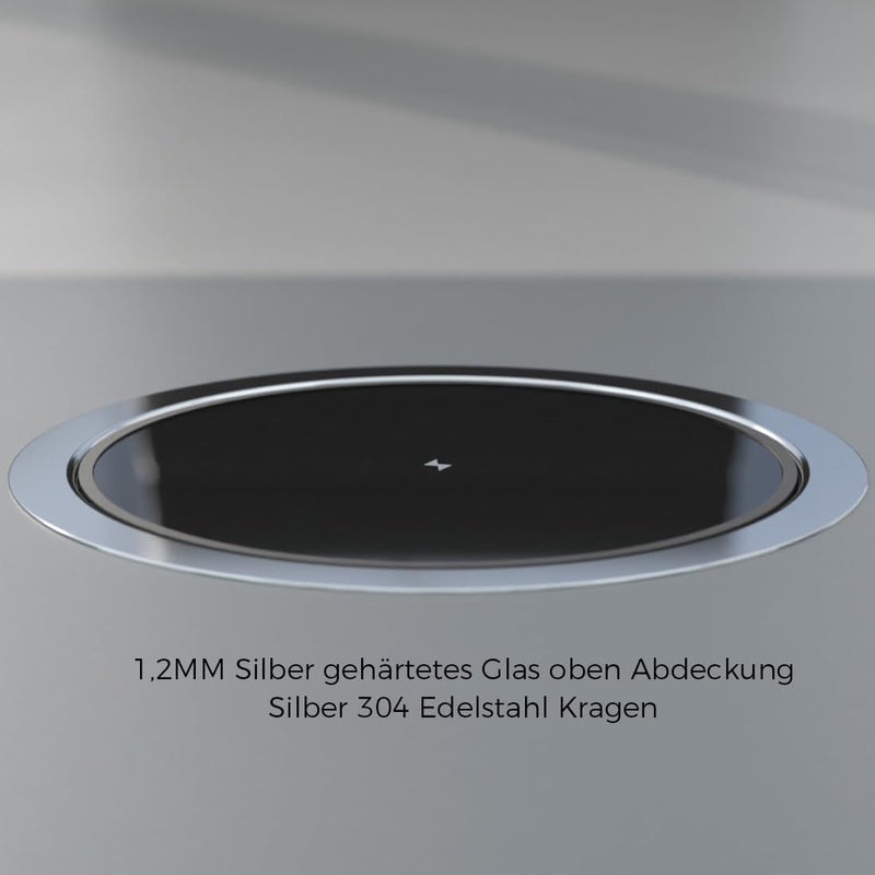 ELbe-Inno-Versenkbare-Steckdose--Aluminium-Tischsteckdose-mit-15W-Kabellosem-Ladegeraet-1-USB-A---1-USB-C-2-Steckdosen-1-8M-Kabel--Einbausteckdose-fuer-Arbeitsplaetze--Bueros-und-Kuechen--Durchmesser-95MM Elbe-Welt.de