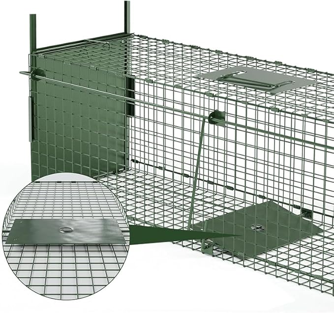 Elbe Safe Marderfalle lebend, 110x23x28 cm große Größe, Doppel-Eingangsdesign, Katzenfalle, Hundefalle, Fuchsfalle, verzinkt, bissfest, mit Griff und Falltüren MAF09 Elbe-Welt.de