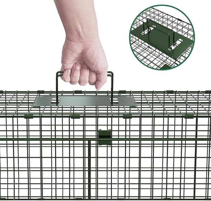 Elbe Safe Marderfalle lebend, 110x23x28 cm große Größe, Doppel-Eingangsdesign, Katzenfalle, Hundefalle, Fuchsfalle, verzinkt, bissfest, mit Griff und Falltüren MAF09 Elbe-Welt.de