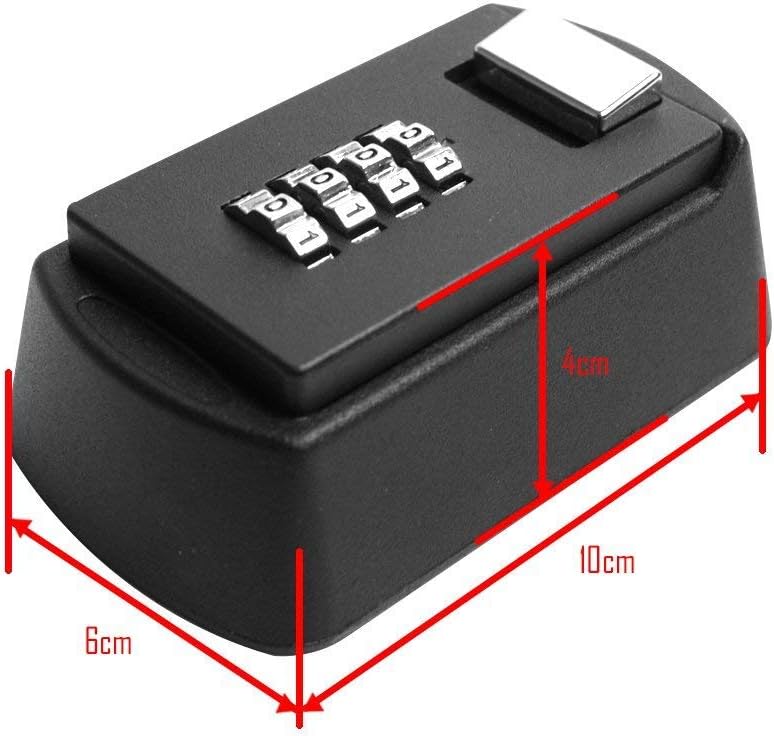 Elbe HS18 Schlüsseltresor mit 4-stelligem Zahlencode, Key Garage, Key Safe, mit Zahlenschloss & Bügel, Wandmontage, Wetterfest, passend für Schlüssel und Plastikkarten, schwarz Elbe-Welt.de