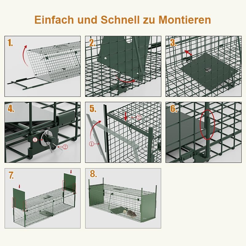 Elbe Safe Marderfalle lebend, 110x23x28 cm große Größe, Doppel-Eingangsdesign, Katzenfalle, Hundefalle, Fuchsfalle, verzinkt, bissfest, mit Griff und Falltüren MAF09 Elbe-Welt.de