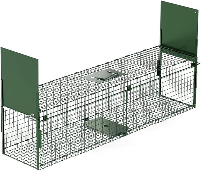 Elbe Safe Marderfalle lebend, 110x23x28 cm große Größe, Doppel-Eingangsdesign, Katzenfalle, Hundefalle, Fuchsfalle, verzinkt, bissfest, mit Griff und Falltüren MAF09 Elbe-Welt.de