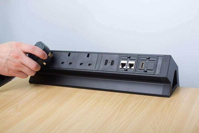 Elbe Inno Extension lead 3 ways, 2 USB, 2 RJ45, HDMI, Desktop Socket, Power Strip with Surge protected, 1.5 m cable length, Metal Table Outlet Extension suit for office, kitchen, worktop EL4103URH-UK Elbe-Welt.de