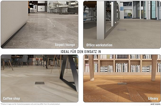 Bodeneinbausteckdose ELBE Inno, 1 Einbaustecker, 1 USB-A, 1 USB-C, 1 CAT6 RJ45, silbernes Aluminium-Finish, Deckel mit Soft-Pop-up-Funktion, IP42 Wasser- und staubdicht EL1103 Elbe-Welt.de