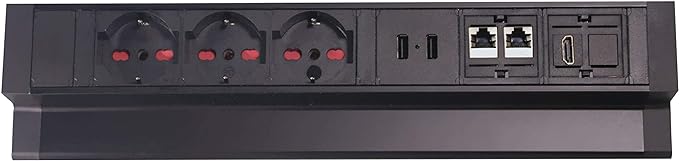 ELBE® Multipresa da scrivania 3 Posti da tavolo 2 x USB, 2 x RJ45, 1 x HDMI, Presa Multipla con protezione da sovratensione, metallo, cavo da 1,5 con supporti Adatto per uffici, officine e cucine - EL4103URH-IT Elbe-Welt.de