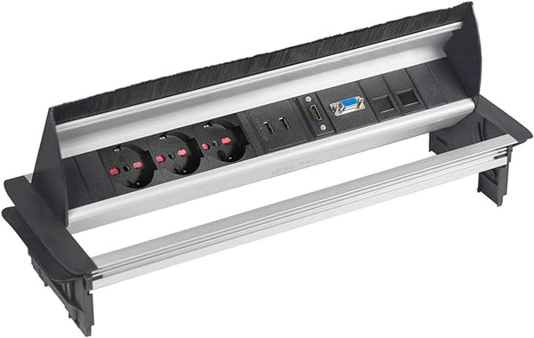 Elbe Presa a scomparsa 3 Prese Italia 2 USB HDMI, VGA, 2 porte LAN Prese scomparsa per cucina Multipresa a scomparsa Adatto per Ufficio Cucina e Piano di lavoro EL4403A-IT Elbe-Welt.de