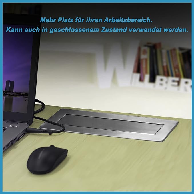 【B-WARE】Tischsteckdose versenkbar in Chrom-Optik von Elbe Inno, mit 2 x USB, 2 x RJ45-Anschlüsse - EL4703URM(B) Elbe-Welt.de