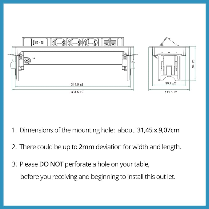 Tischsteckdose versenkbar in Chrom-Optik von Elbe Inno, mit 2 x USB, 2 x RJ45-Anschlüsse - EL4703URM Elbe-Welt.de