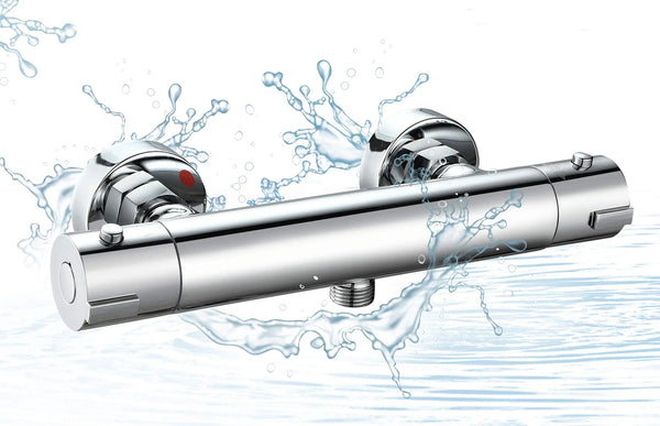 ELBE® Duschthermostat aus Messing, Thermostatarmatur mit Sicherheitstaste bei 38°C, verchromtes Brausethermostat - RNDA-T01-v2 Elbe-Welt.de