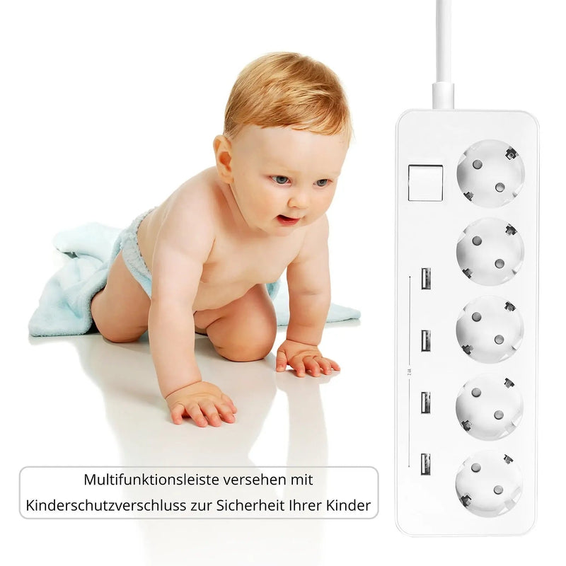 Steckdosenleiste von Elbe Inno mit 4 x USB und Schalter - ELSO5U4-DE Elbe-Welt.de