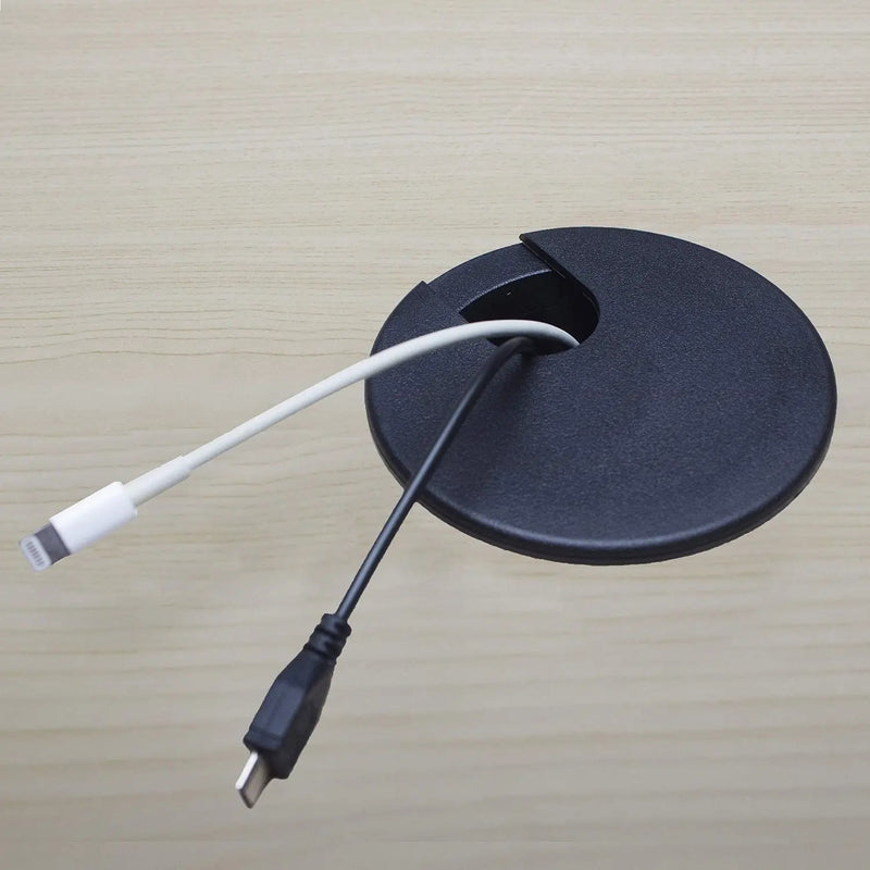 Elbe 6 Stück Kabeldurchführung schwarz Schreibtisch Kunststoff rund Kabeldurchlass Bohr-Ø 75 mm Tisch-Kabelführung zum Eindrücken, Kabeldosen für Ihren Bürotisch oder Schreibtisch MY11M Elbe-Welt.de