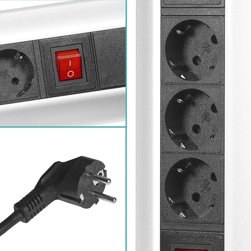 Elbe Inno® Ecksteckdose für die Arbeitsplatte (3xSteckdosen & Schalter), Mehrfachsteckdose für Küche und Büro, Tischsteckdose aus Aluminium in schwarz-grau Optik EL4603K Elbe-Welt.de