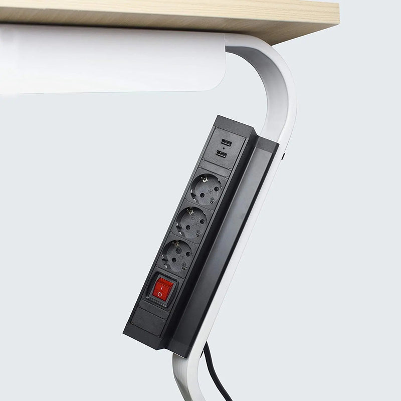 ELBE® Multipresa da scrivania 3 Posti da tavolo 2 USB, Presa Multipla con interruttore, protezione da sovratensione, metallo, cavo da 1.5 con supporti Adatto per uffici, officine e cucine - EL4103KU-IT Elbe-Welt.de