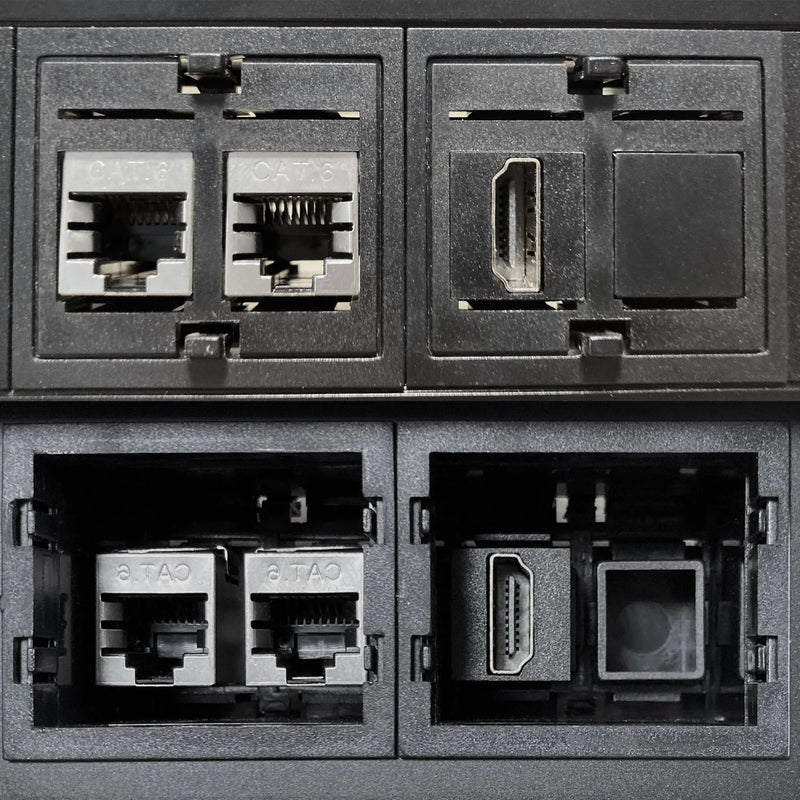 Elbe Inno Tischsteckdose EL4103URH 3 Fach, mit 2 USB, 2 RJ45, HDMI, klemmbare Mehrfachsteckdose mit Kindersicherheitsschutz aus Aluminium und flammhemmender Kunststoff, 1,5m Anschlusskabel, für Büro, Küche Elbe-Welt.de