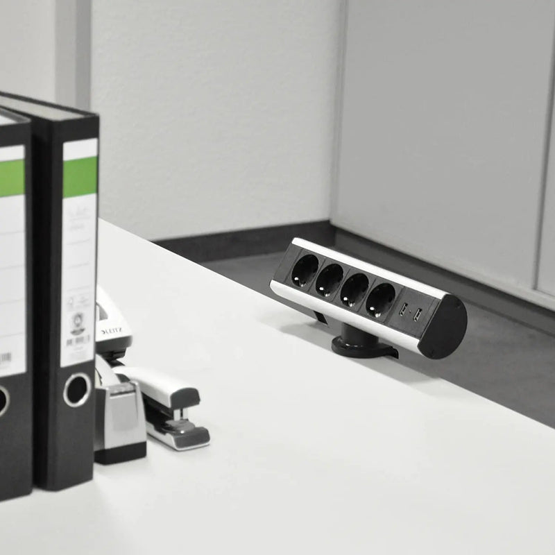 Elbe Inno klemmbare Tischsteckdosenleiste mit 2 x USB aus Aluminium - EL10204U Elbe-Welt.de