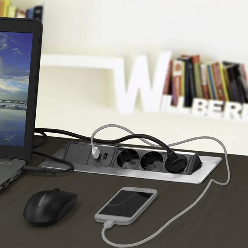 Elbe Inno versenkbare Einbausteckdose 2 x USB aus Edelstahl - EL4703UM Elbe-Welt.de