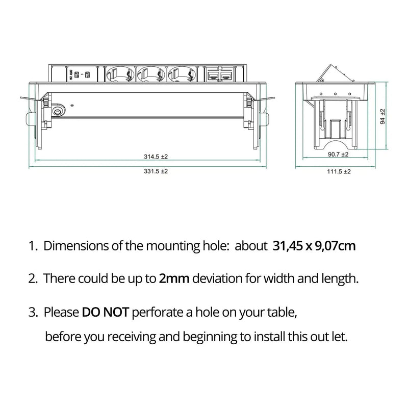 Elbe Presa a scomparsa 3 Prese Italia 2 USB 2 RJ45 Prese scomparsa per cucina in acciaio inox Multipresa da tavolo Multipresa a scomparsa Adatto per Ufficio Cucina e Piano di lavoro EL4703URM-IT Elbe-Welt.de
