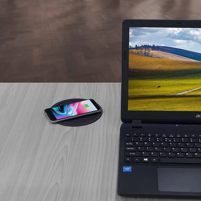 Tischsteckdose versenkbar von Elbe Inno, 2 x USB, 2 x RJ45, kabelloses Laden mit QI - EL10704UR Elbe-Welt.de