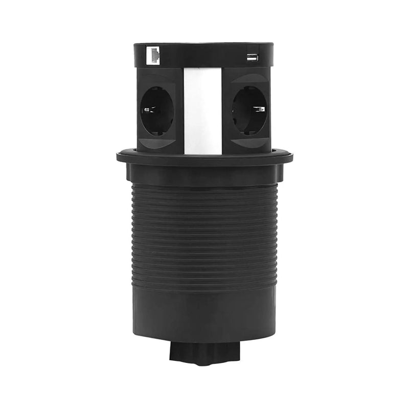 Tischsteckdose versenkbar von Elbe Inno, 2 x USB, 2 x RJ45, kabelloses Laden mit QI - EL10704UR Elbe-Welt.de