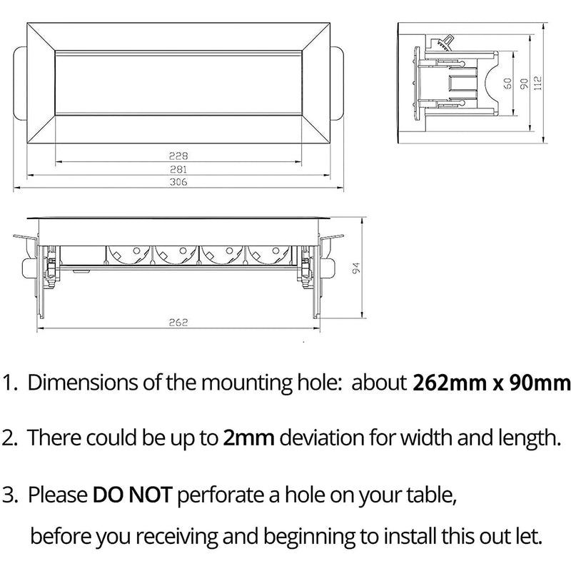 Tischsteckdose versenkbar, aus Edelstahl von Elbe Inno - EL4704M Elbe-Welt.de