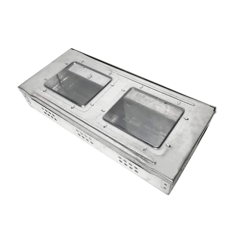 ELBE® Mausefalle Multi-Catch, Lebendfalle tierfreundlich, wiederverwendbare lebende Mäusefalle, 36,5 x 16 x 4,8 cm, geeignet für In- und Outdoor, mit zwei Sichtfenstern, verzinkt - LBF-5017CL Elbe-Welt.de