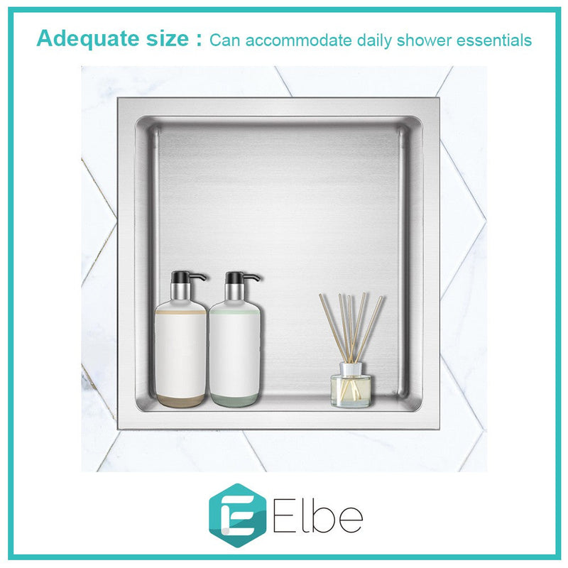 Elbe® Wandnische, Duschnische, Nische aus gebürstetem Edelstahl 304, quadratisch 30x30x10 cm, leicht zu reinigen RN-WN01 Elbe-Welt.de