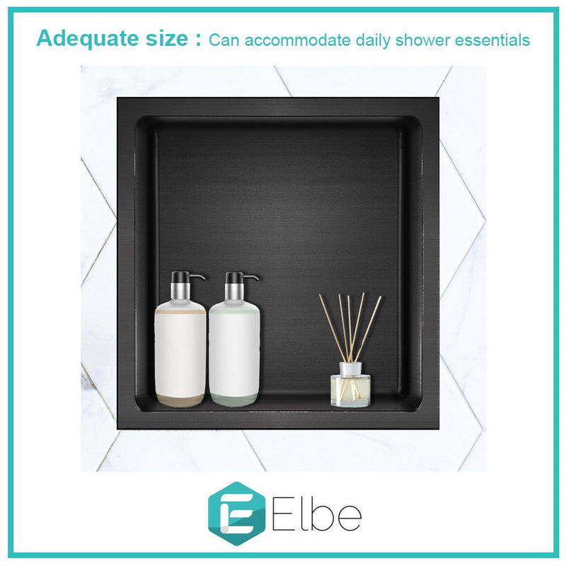 Elbe® Wandnische, Duschnische, Schwarze Edelstahl 304 Nische, quadratisch 30x30x10 cm, leicht zu reinigen RN-WN02 Elbe-Welt.de
