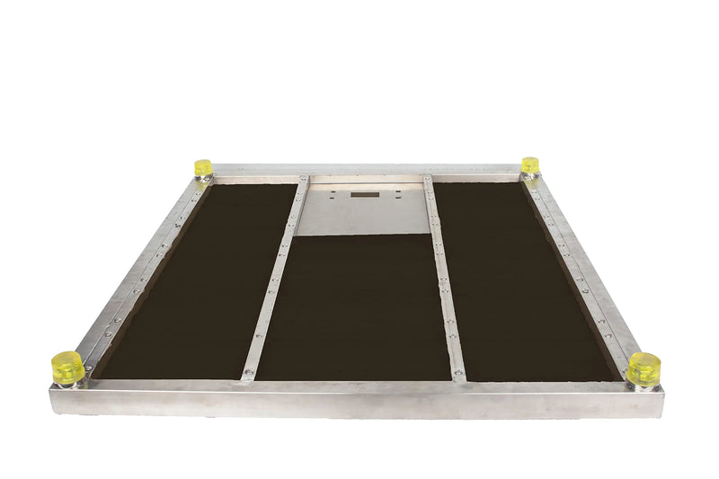 Gartendusche Bodenplatte mit Abfluss von ELBE®, Edelstahlrahmen, Gummifuß-Erhöhung, rutschhemmender Oberfläche, WPC Outdoor-Bodenplatte