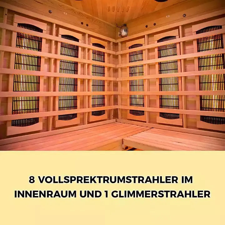 Infrarotkabine "HYGGE" für 3-5 Personen von ELBE® Infrarotsauna aus Hemlockholz, 8 Vollspektrumstrahler, 1 Glimmerstrahler, Innensauna mit Farblichtherapie, Ionisator und Audio-System, Wärmekabine-SA-3A Elbe-Welt.de