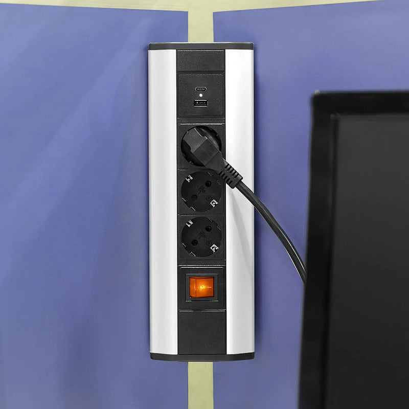 Elbe Inno Ecksteckdose mit Typ-A und einen Typ-C-USB-Ladeanschluss aus Aluminium - EL4603KU-AC