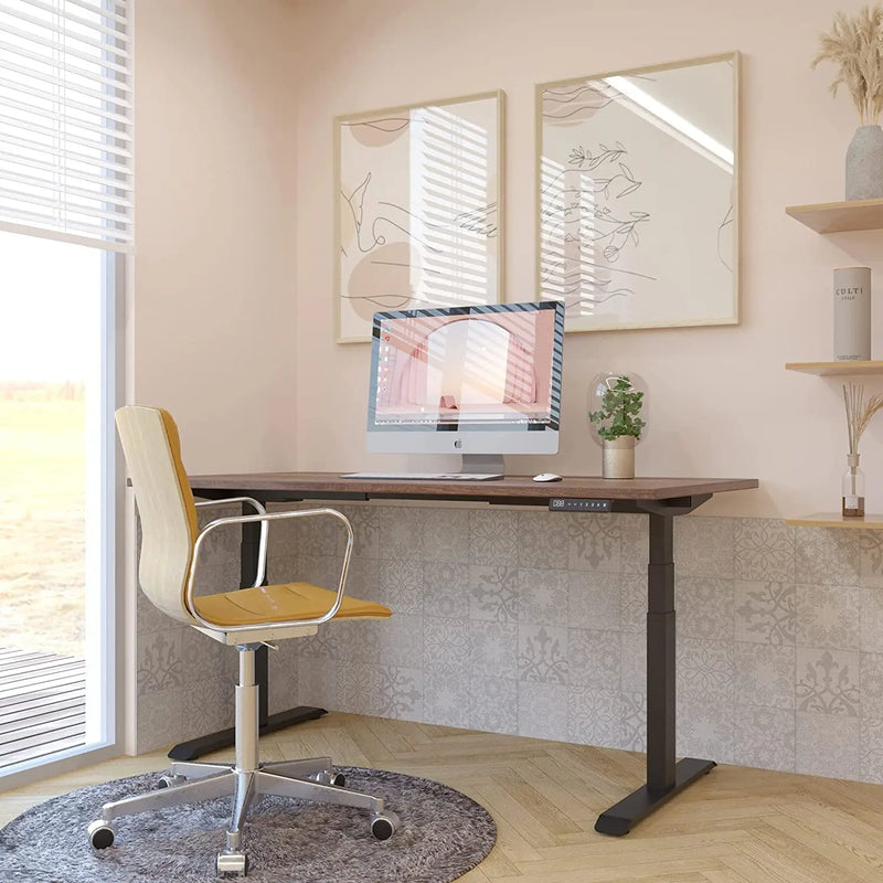 Elbe Inno elektrisches höhenverstellbares Schreibtischgestell in Schwarz mit 2 Elektromotoren, Kollisionsschutz, Speicherfunktion 64-129 cm - EHT-D02