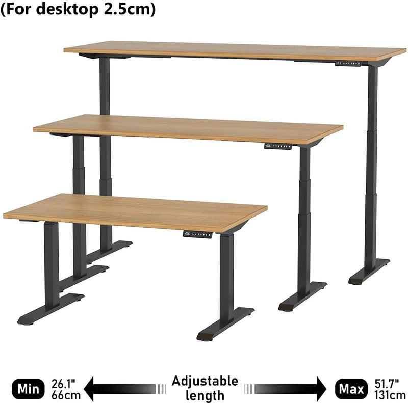 Elbe Inno elektrisches höhenverstellbares Schreibtischgestell in Schwarz mit 2 Elektromotoren, Kollisionsschutz, Speicherfunktion 64-129 cm - EHT-D02
