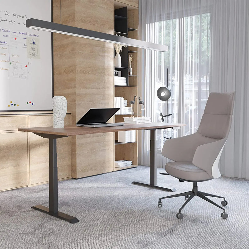 Elbe Inno elektrisches höhenverstellbares Schreibtischgestell in Schwarz mit 2 Elektromotoren, Kollisionsschutz, Speicherfunktion 64-129 cm - EHT-D02