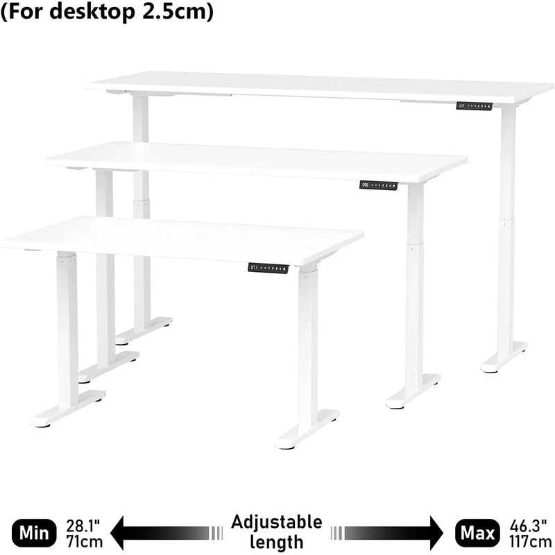 Elbe Inno elektrisches höhenverstellbares Schreibtischgestell in Weiß mit 2 Elektromotoren, Kollisionsschutz, Speicherfunktion, 69-115 cm - EHT-D01