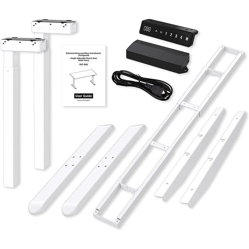 Elbe Inno elektrisches höhenverstellbares Schreibtischgestell in Weiß mit 2 Elektromotoren, Kollisionsschutz, Speicherfunktion, 69-115 cm - EHT-D01