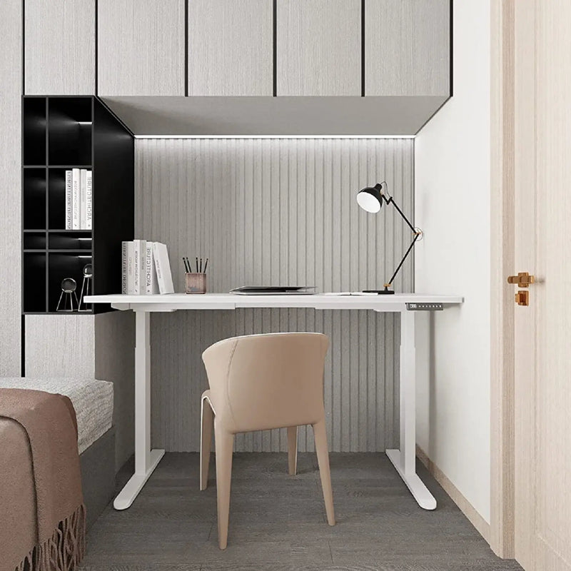 Elbe Inno elektrisches höhenverstellbares Schreibtischgestell in Weiß mit 2 Elektromotoren, Kollisionsschutz, Speicherfunktion, 69-115 cm - EHT-D01