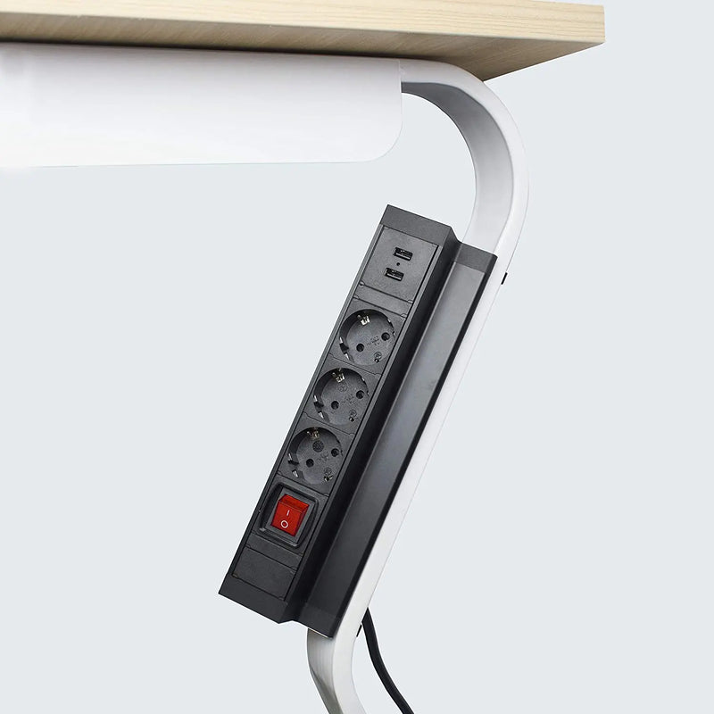 Elbe Inno klemmbare Tischsteckdose 2 x USB mit Schalter aus Aluminium - EL4103KU