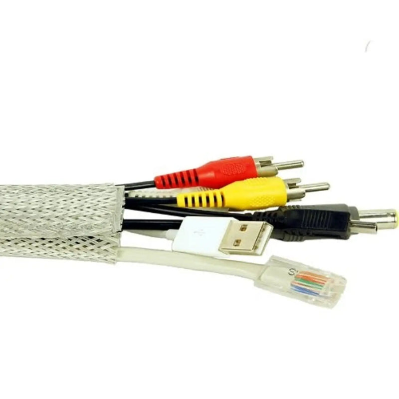 Elbe universaler Kabelschlauch mit Klettverschluss 1,8 m, dehnbar, selbstzusammenziehend, Polyester, bis zu 19mm Ø, Grau VCW-019