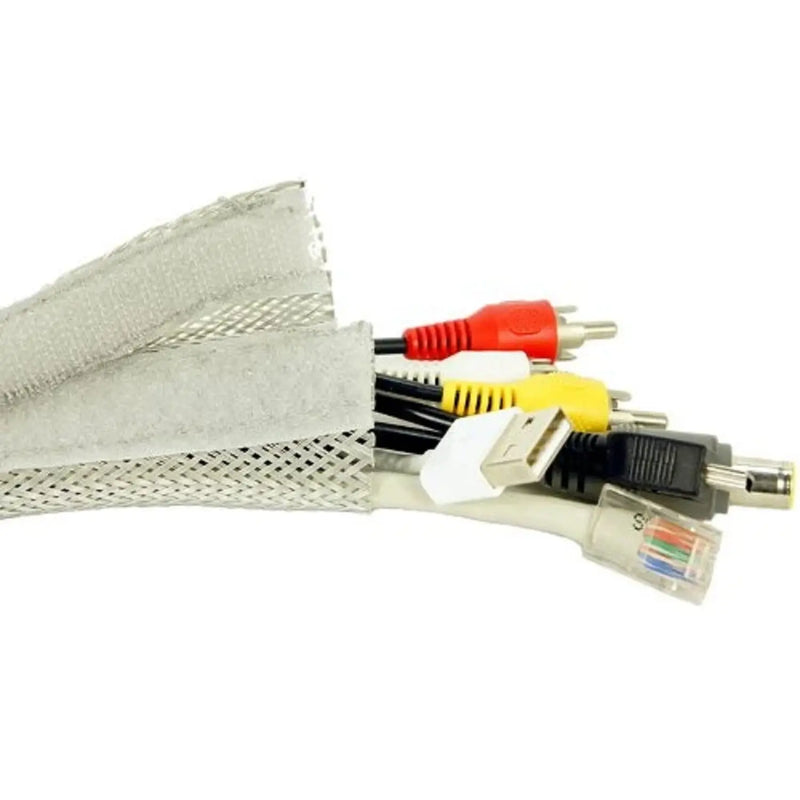 Elbe universaler Kabelschlauch mit Klettverschluss 1,8 m, dehnbar, selbstzusammenziehend, Polyester, bis zu 19mm Ø, Grau VCW-019