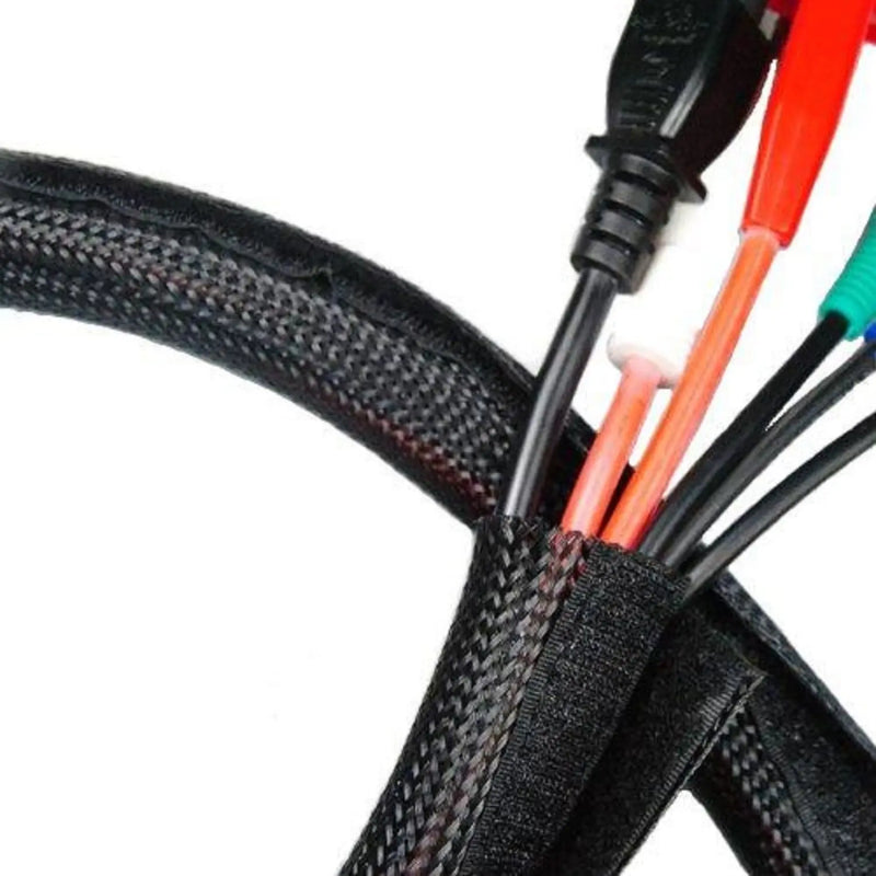 Elbe universaler Kabelschlauch mit Klettverschluss 1,8 m, dehnbar, selbstzusammenziehend, Polyester, bis zu 32mm Ø, Schwarz VCW-032BK