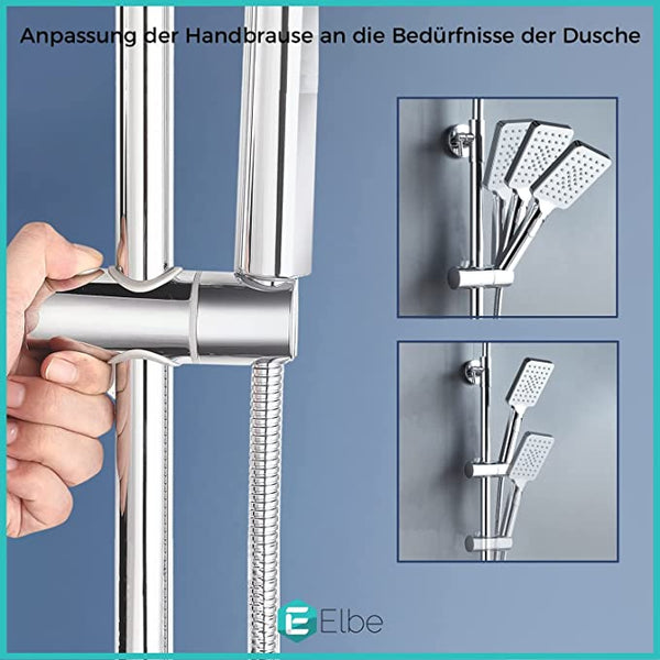 Duschsystem von ELBE® ohne Armatur, mit 25 cm quadratischem 10-Zoll Duschkopf, aus Edelstahl 304, flexible Wandhalterung, RNS-C1025 Elbe-Welt.de